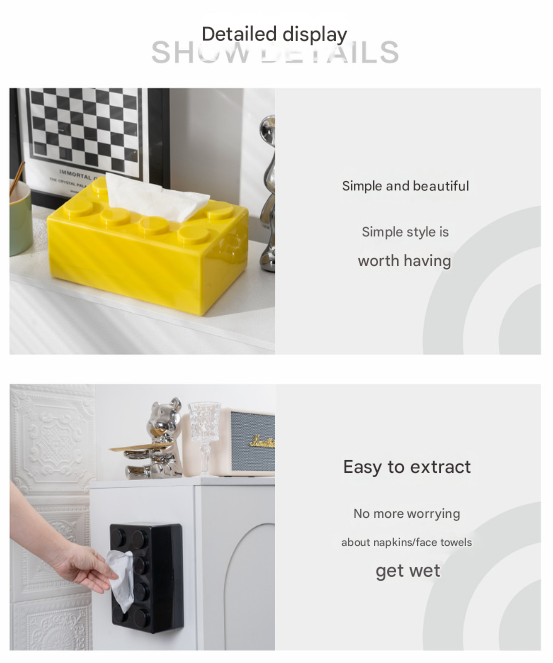 Red 2 Pcs Creative Building Block Tissue Box Holder - Wall-Mounted & Desktop Dispenser for Bathroom, Kids Room & Office Decor 8