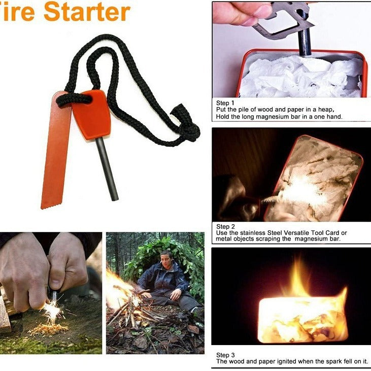 Black 8-in-1 Emergency Survival Kit - Compact Outdoor Gear for Camping, Hiking & Car 3