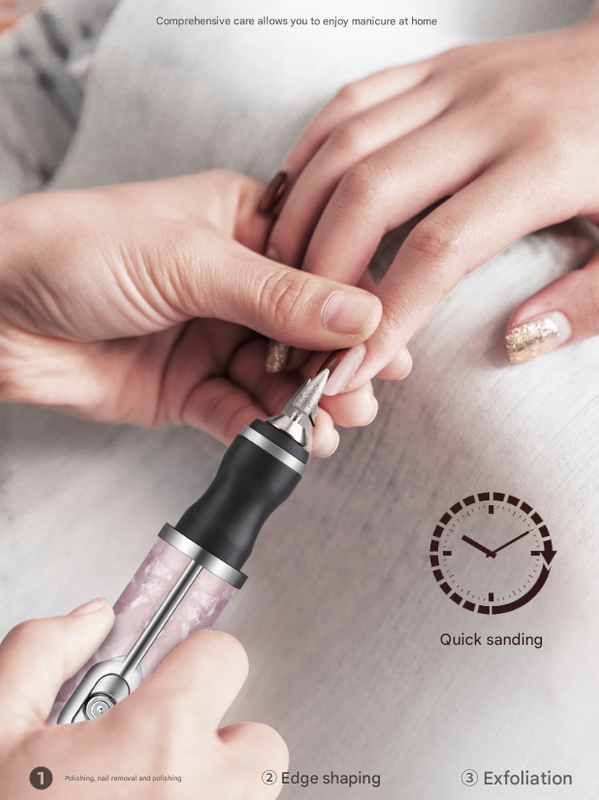 Grey Cordless Electric Nail Drill Pen - Professional Rechargeable Manicure & Pedicure Kit 3