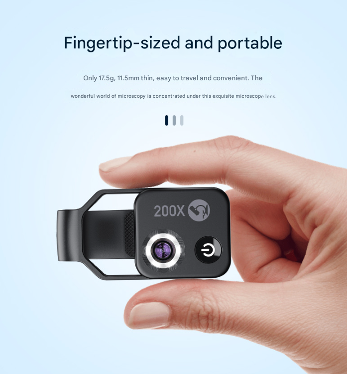 White Portable 200X Clip-On Microscope Lens for Smartphone - HD Pocket Magnifier with CPL Filter and LED Light(excluding mobile phones) 3