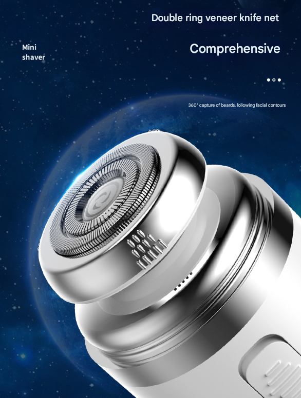 Black Portable Mini Electric Shaver for Men - USB Fast-Charge Travel Razor with Washable Head & Nose Trimmer Attachment 5