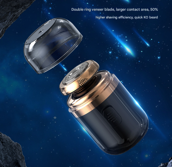 Black Portable Mini Electric Shaver for Men - USB Fast-Charge Travel Razor with Washable Head & Nose Trimmer Attachment 7