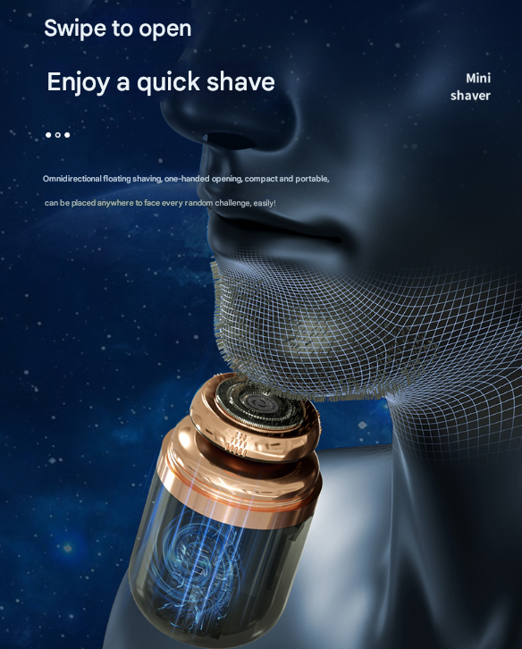 White Portable Mini Electric Shaver for Men - USB Fast-Charge Travel Razor with Washable Head & Nose Trimmer Attachment 6