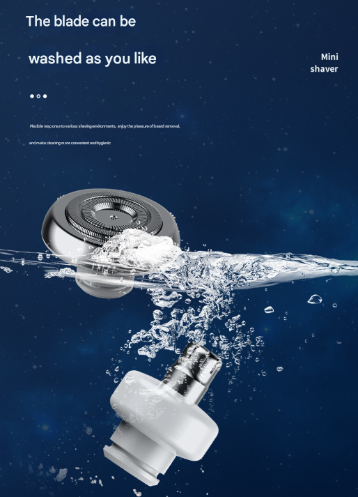 White Portable Mini Electric Shaver for Men - USB Fast-Charge Travel Razor with Washable Head & Nose Trimmer Attachment 9