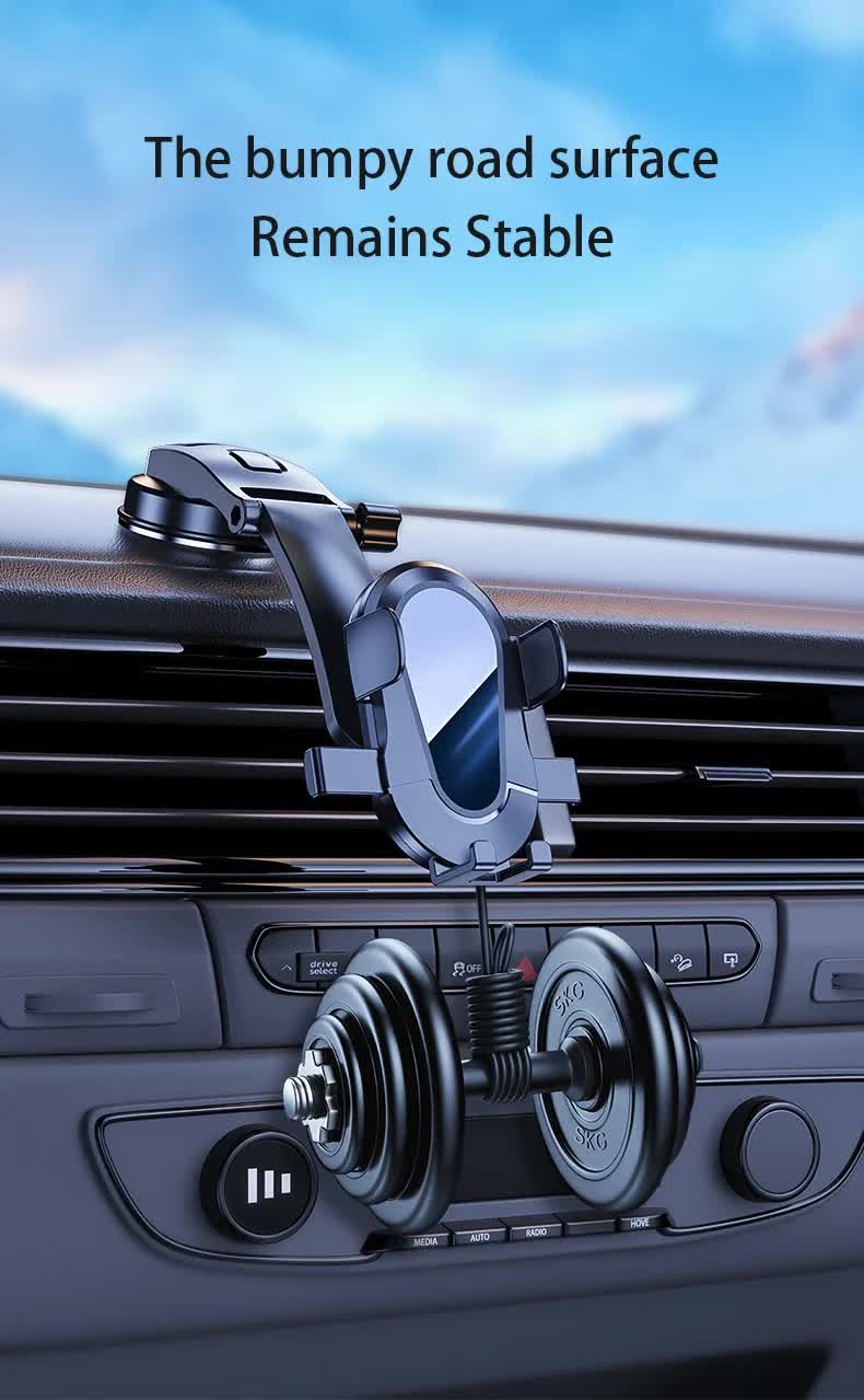 Black Universal Car Phone Mount Holder - 360° Rotation with Upgraded Suction Cup for Dashboard & Windscreen 6