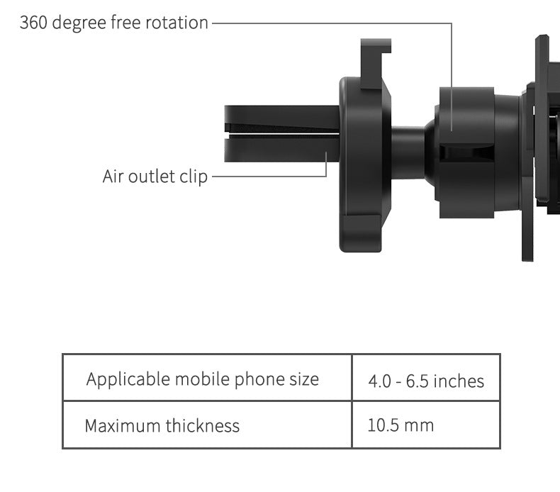 Black Creative Bat-Style Gravity Car Phone Mount - Secure Air Vent Holder with 360 Rotation 8