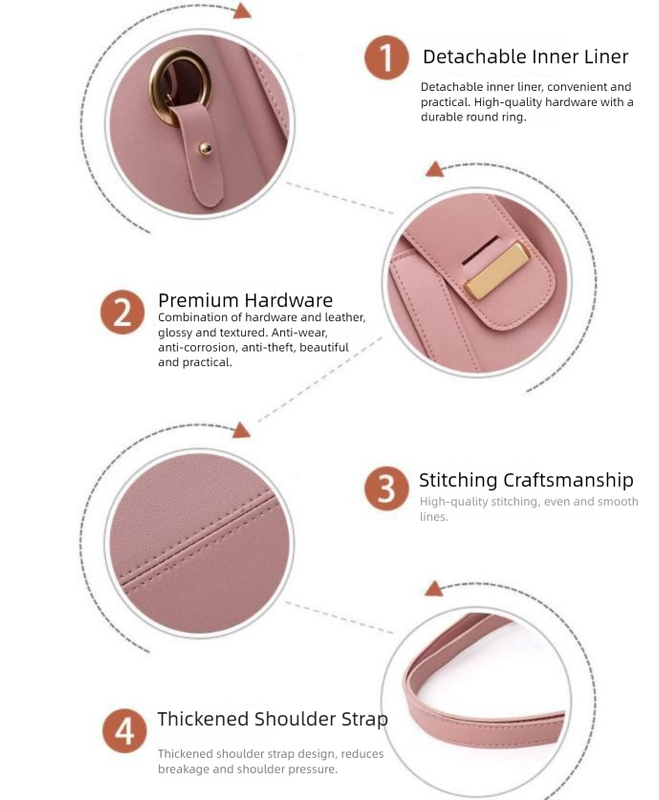 Brown Chic 3-Piece Women's Handbag Set - PU Leather Tote, Crossbody Bag & Clutch Purse 4