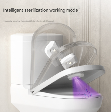 2 Pcs White Automatic UVC Toilet Sanitizer Light - Rechargeable Portable Sterilizer for Bathroom Hygiene 3