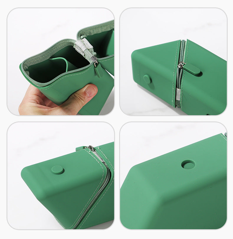 Yellow Transforming Silicone Pencil Case - Stand-Up Pen Holder & Stationery Organizer 5