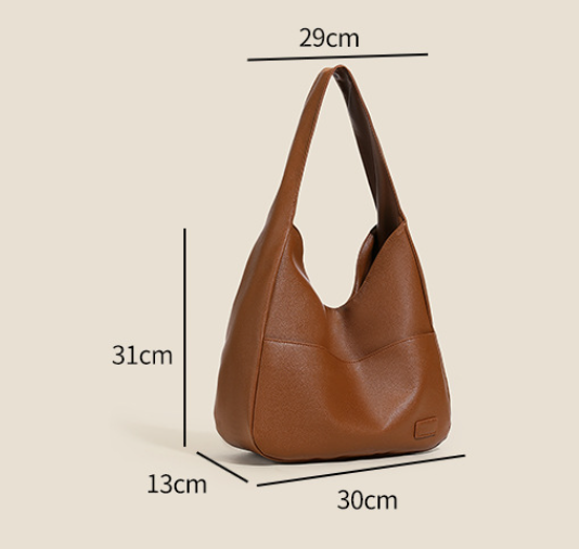 Black Retro PU Leather Tote Bag for Women - Casual Single Shoulder Crossbody Bag 3