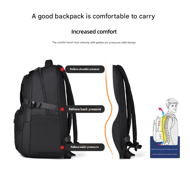 Black Trendy Korean-Style Large-Capacity Backpack for Women - 14" Laptop Travel Bag 3