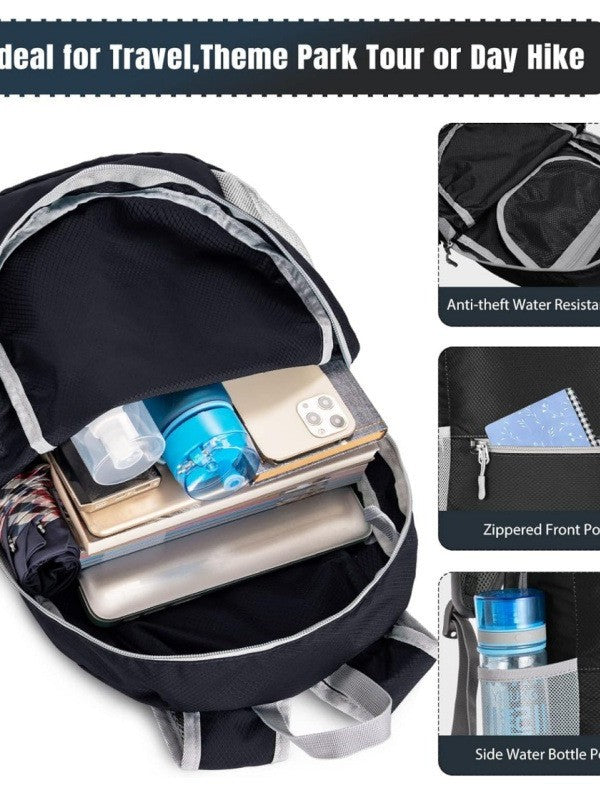 Black Ultra-Light Foldable Outdoor Backpack - Portable Travel Hiking Bag 3