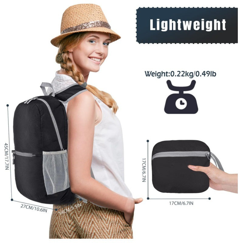 Black Ultra-Light Foldable Outdoor Backpack - Portable Travel Hiking Bag 5
