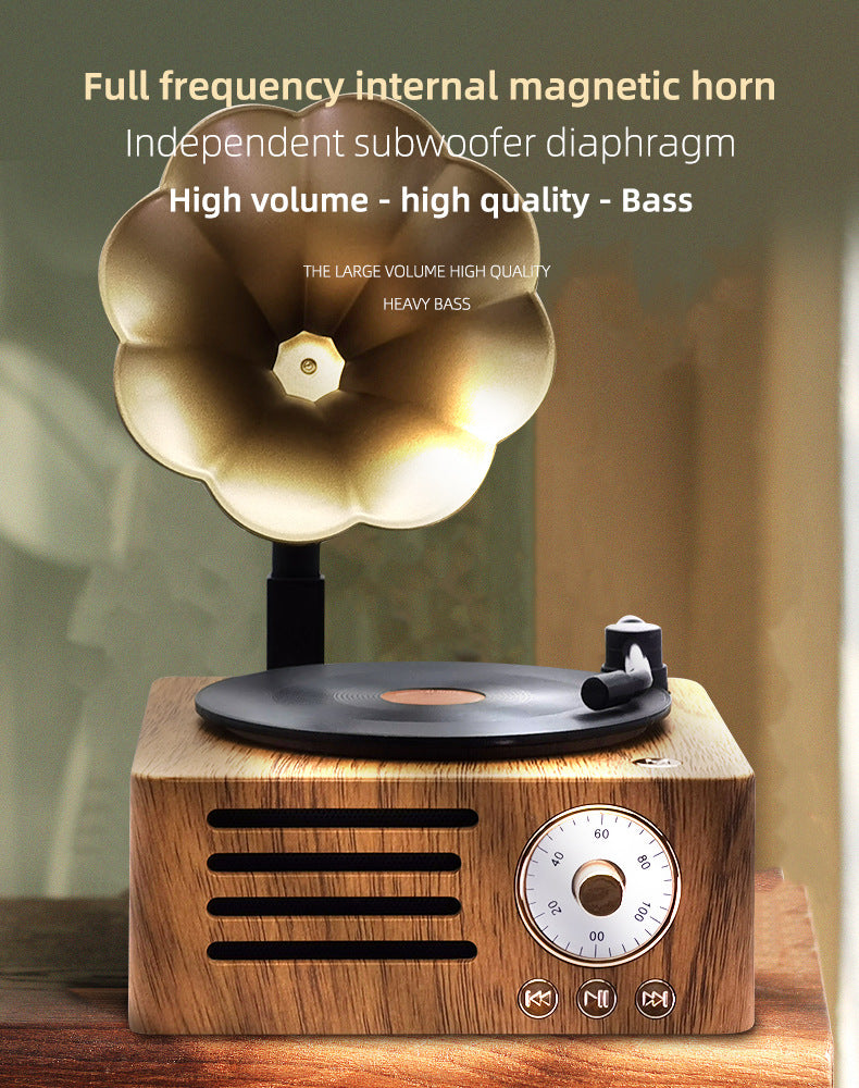 Vintage Gramophone Bluetooth Speaker - Retro Wireless Music Player with Classic Design 5