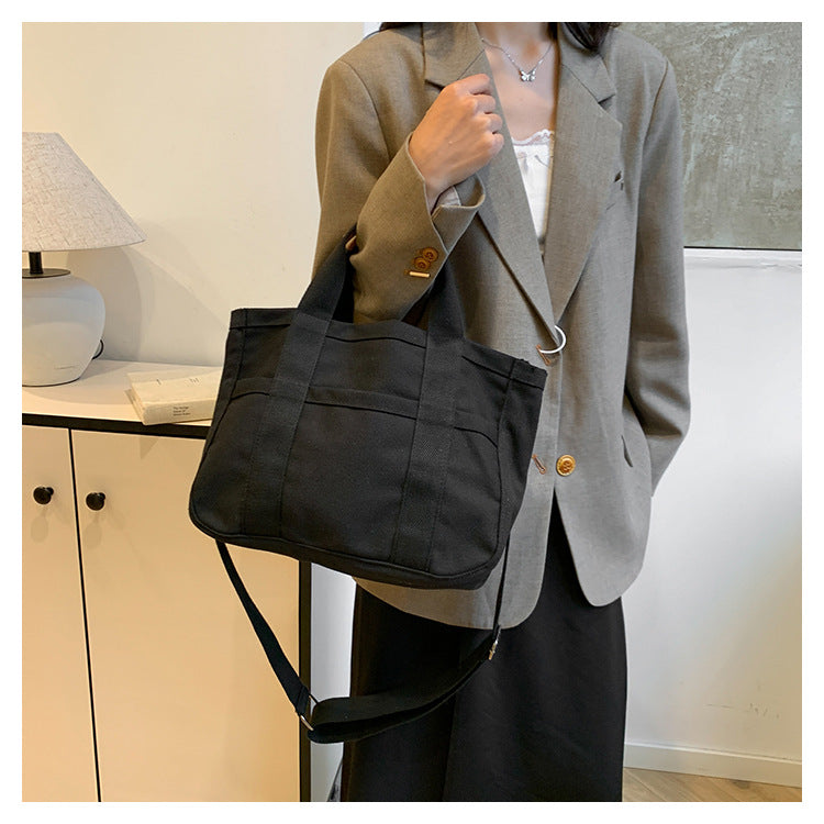 Black Stylish Multi-Functional Mommy Diaper Bag - Durable Canvas Tote 3