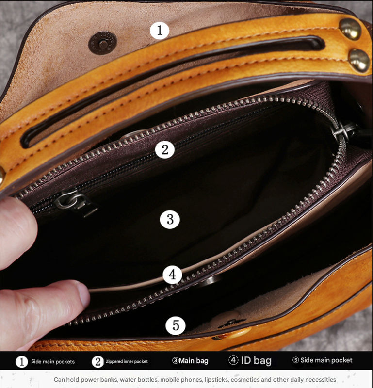 Vintage Grey Leather Handbag - Elegant Multi-Functional Design 3