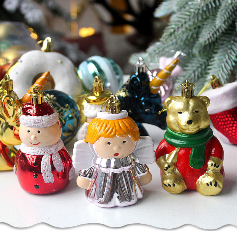 Bear 72-Piece Christmas Bauble Set - Hand-Painted House and Round Ornaments 3