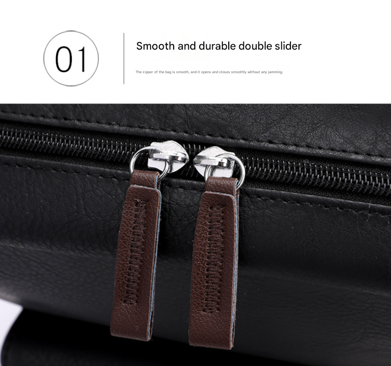 Black Large-Capacity PU Leather Backpack - Stylish Business & Travel Companion 3