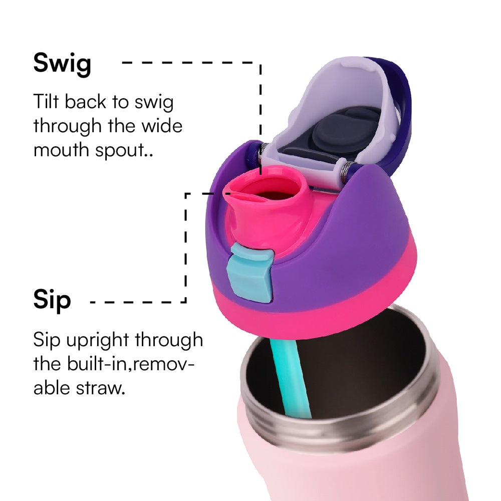 Pink 32oz 304 Stainless Steel Insulated Water Bottle - Dual-Drink Pop-Up Lid 3