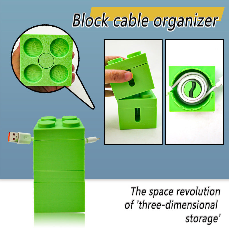 Playful Building Block Desk Cable Holder - Creative Cord Organizer Tidy, 2-Pack 3
