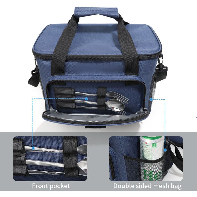 Grey Versatile Large-Capacity Picnic Insulated Bag - Detachable Shoulder Strap & Ice Pack 4
