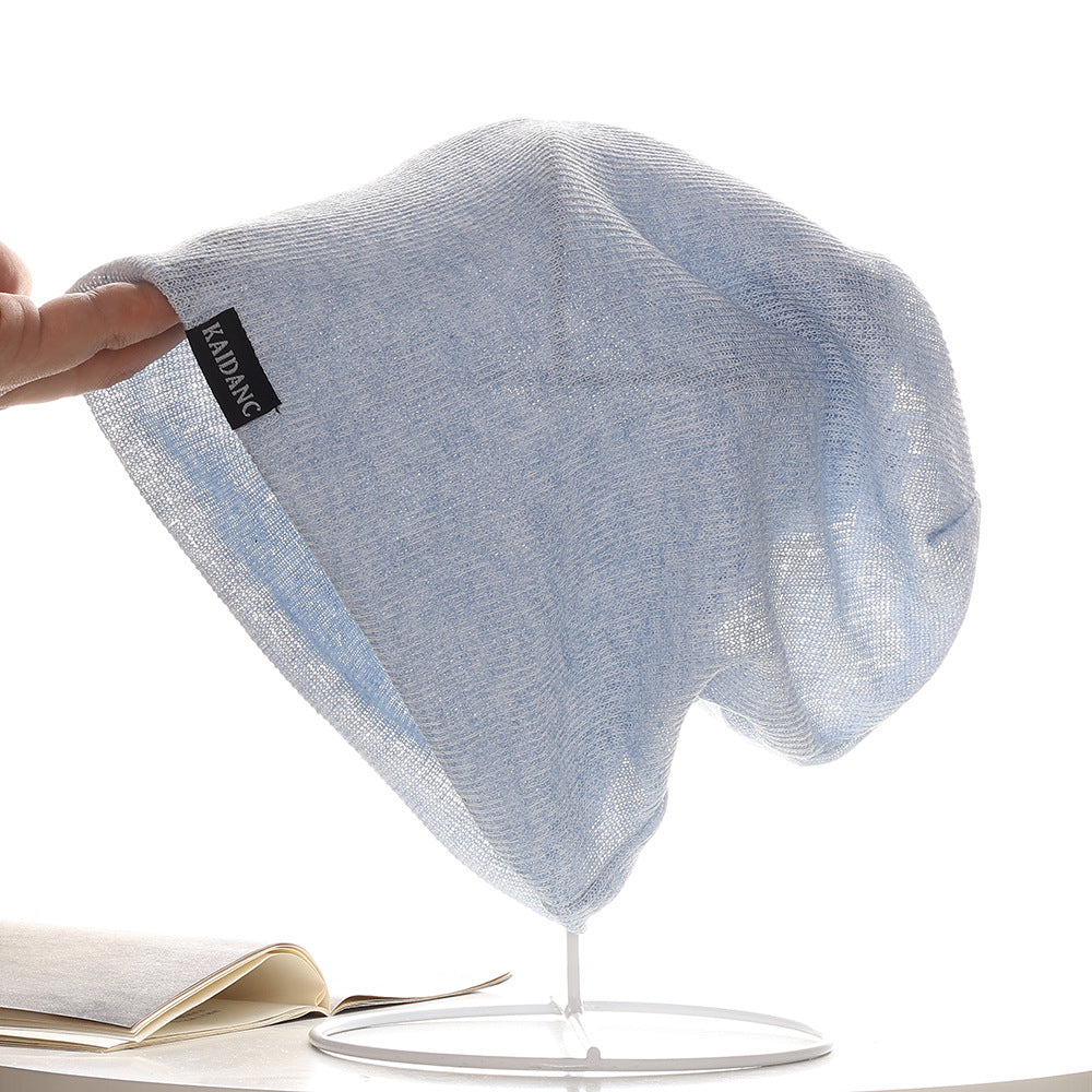 2PCS Light Blue Stylish Summer Breathable Bald Cap - Lightweight White Hair Cover for Women & Men (56-58cm)