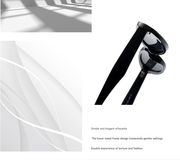 2PCS Black Green Texture Retro Oval Cat-Eye Sunglasses - Chic Influencer-Style Shades 3