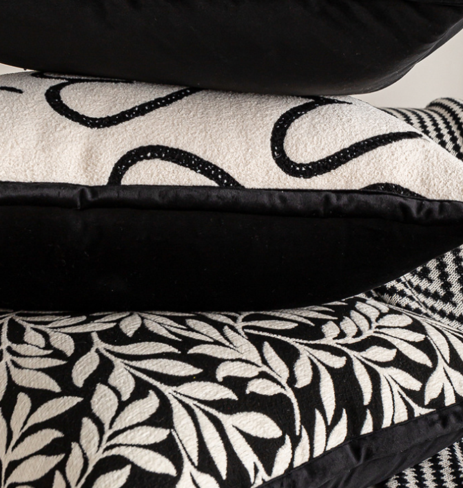 Leaves Triangle Elegant Two-Piece INS-Style Jacquard Pillow Covers - Black & White Sofa Decor