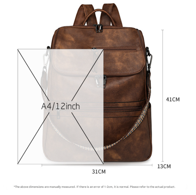 Grey Stylish Anti-Theft Backpack for Women - Vintage PU Leather Convertible Rucksack & Shoulder Bag