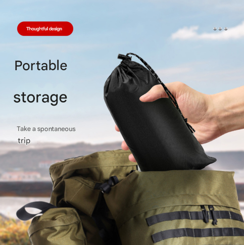 Green 3-in-1 Waterproof Rain Poncho - Lightweight Hooded Raincoat, Ground Tarp & Emergency Shelter for Hiking, Camping, and Outdoor Survival 3