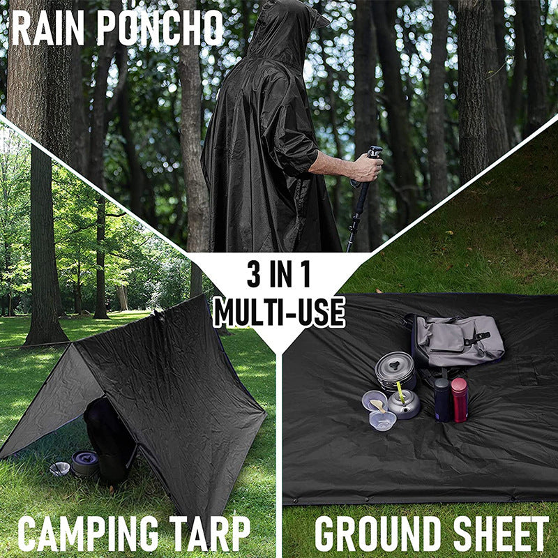Yellow 3-in-1 Waterproof Rain Poncho - Lightweight Hooded Raincoat, Ground Tarp & Emergency Shelter for Hiking, Camping, and Outdoor Survival 4