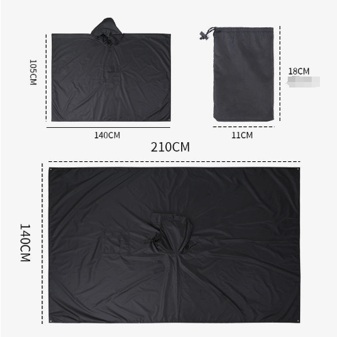 Yellow 3-in-1 Waterproof Rain Poncho - Lightweight Hooded Raincoat, Ground Tarp & Emergency Shelter for Hiking, Camping, and Outdoor Survival 5