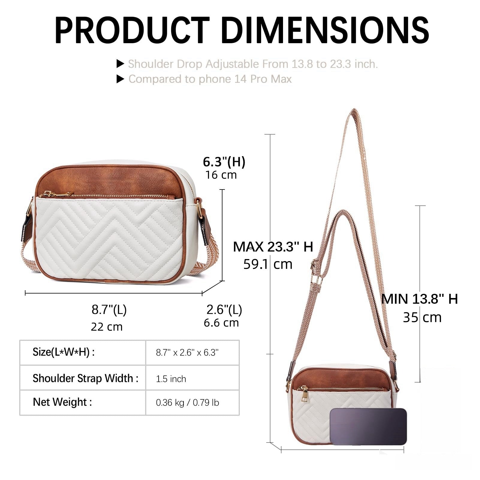 Cow White Brown Chic Quilted Crossbody Bag - Vintage PU Leather Shoulder Purse with Adjustable Strap 5