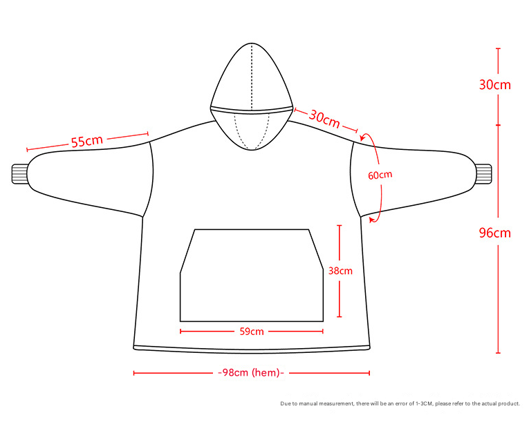 Blue Pattern Oversized Wearable Blanket Hoodie - Ultra Soft & Cozy Snuggle Pullover for Adults 3