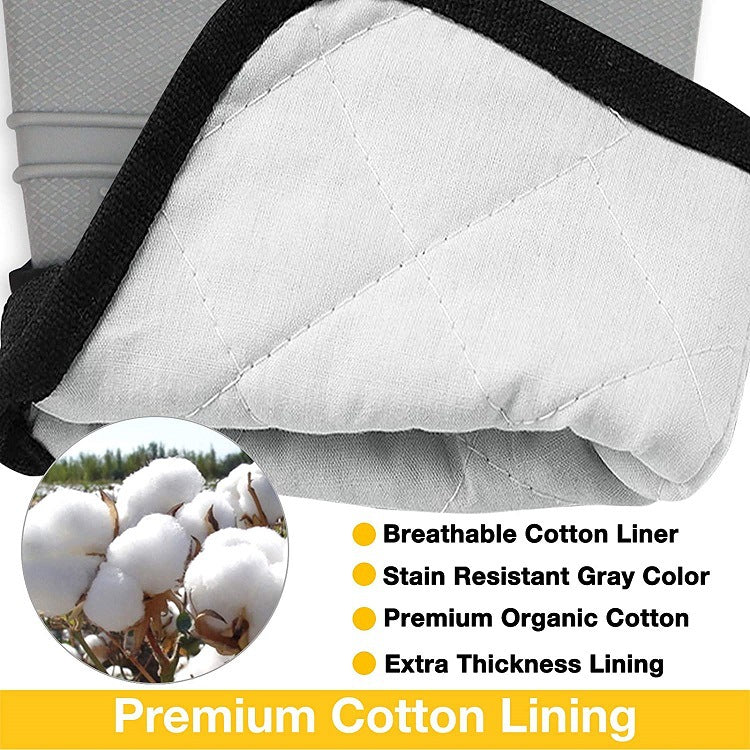 Grey Set BPA-Free Non-Slip Silicone Oven Mitts - Heat Resistant Gloves with Honeycomb Pattern for Kitchen Safety 3