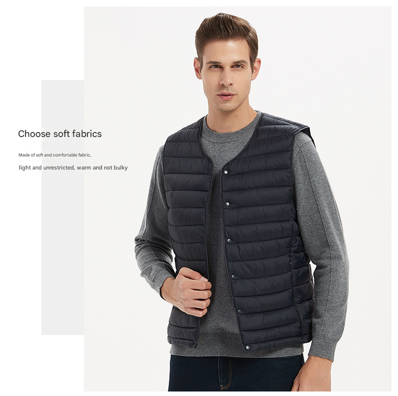 XXXXL Navy Blue Men's Lightweight Quilted Puffer Vest - Ideal Sleeveless Jacket for Winter Layering 4