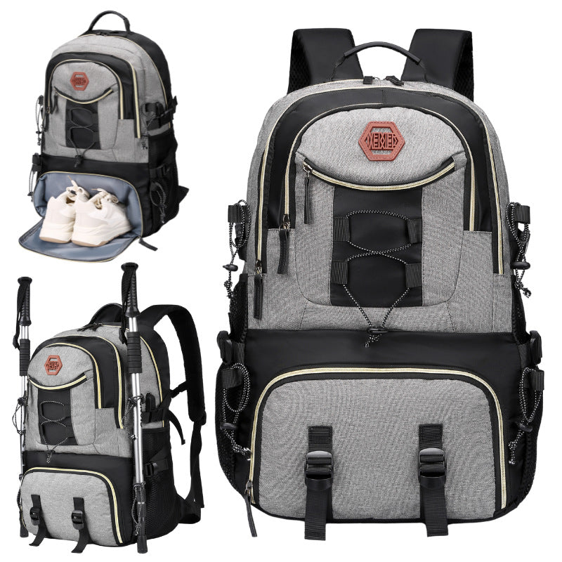 Dark Grey Stylish Large Capacity Backpack - Water-Resistant Oxford Rucksack for Travel, School & Daily Use