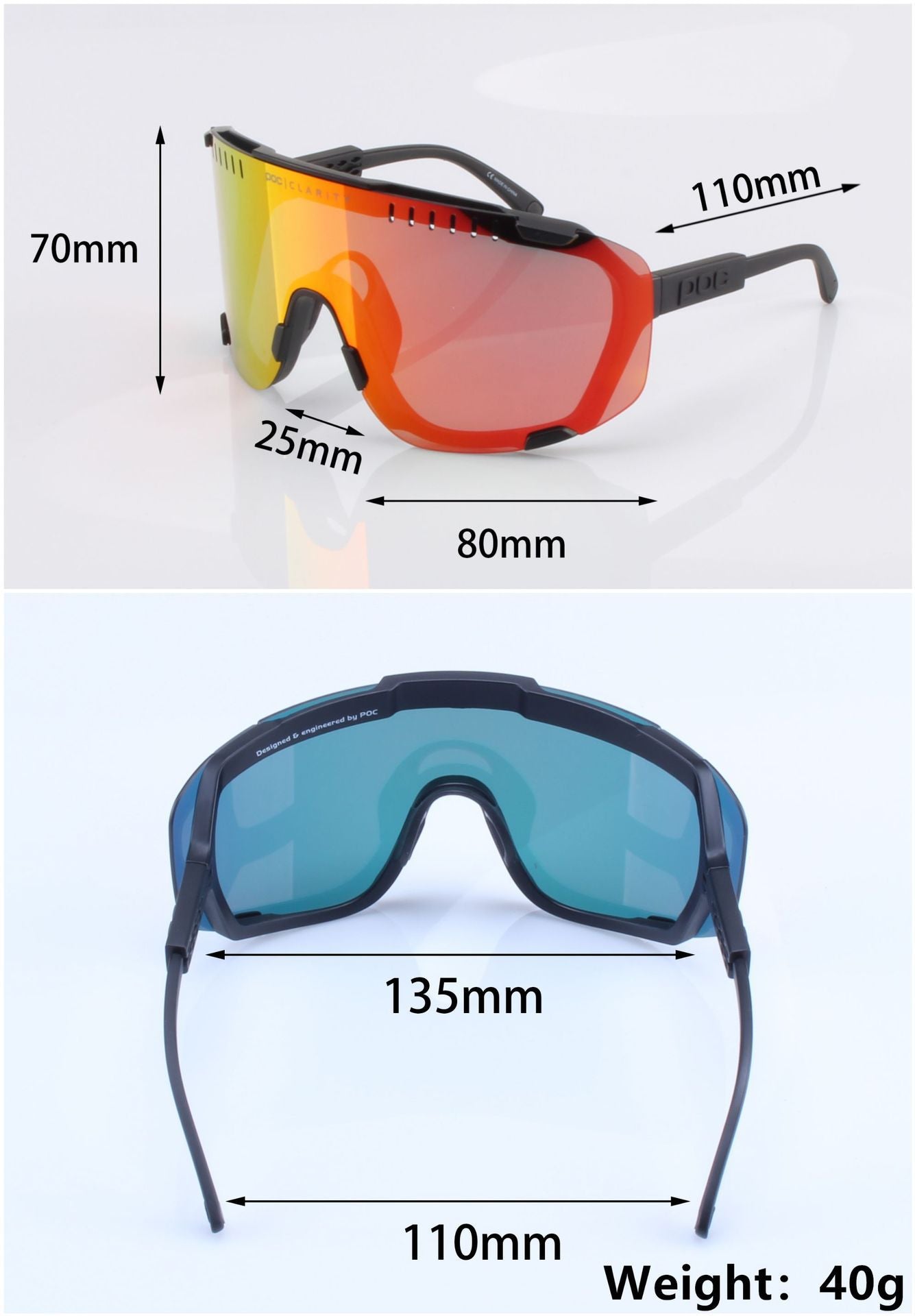 Grey Frame Tea Chips Oversized Shield Cycling Sunglasses - Wide Vision UV400 Sports Eyewear for Road & MTB
