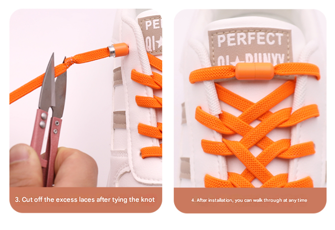 White No-Tie Elastic Shoelaces with Quick Lock System - Flat Tieless Laces for Kids and Adults 5