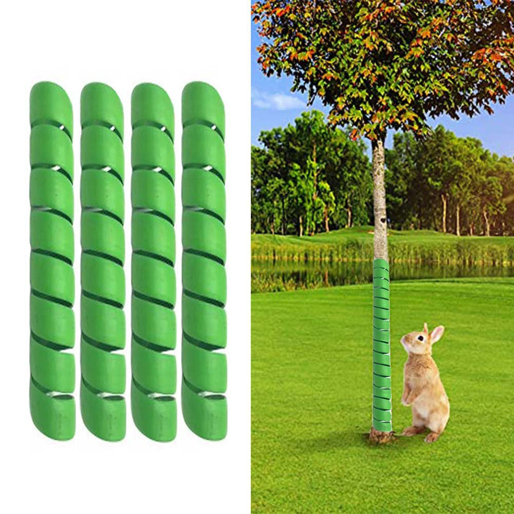 Green 4-Pack Spiral Tree Trunk Protector Guard - Flexible Sapling Bark Shield