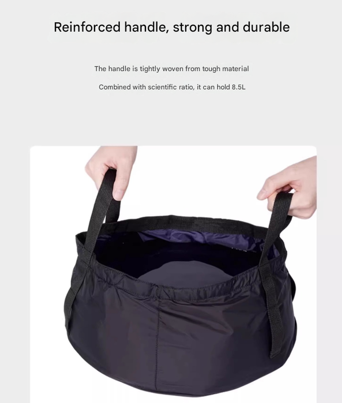 2PCS Blue 8.5L Portable Folding Water Basin - Collapsible Bucket with Carry Bag for Camping & Travel 3