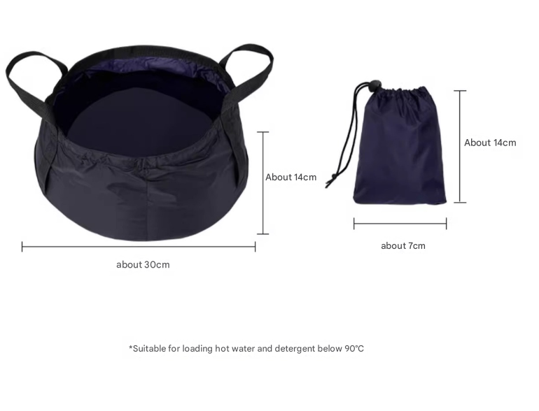 2PCS Dark Khaki 8.5L Portable Folding Water Basin - Collapsible Bucket with Carry Bag for Camping & Travel