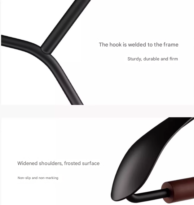 Premium Solid Wood Clothes Hangers Set of 6 - Wide Shoulder Non-Slip Suit Hangers 3