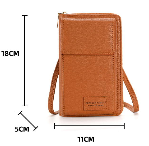 Brown Women's Crossbody Phone Bag Wallet Small PU Leather Shoulder Purse 4