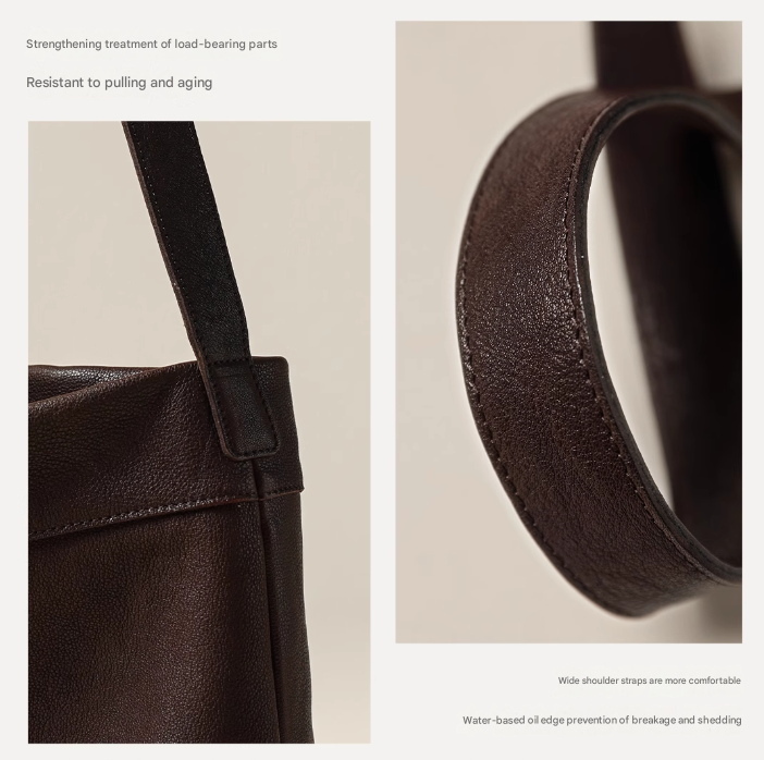 Light Brown Minimalist Vintage-Style PU Leather Shoulder Bag Casual Commuter Tote 3