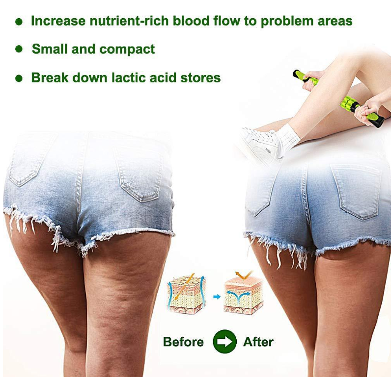 Green Deep Tissue Massage Roller Stick for Muscle Soreness & Recovery - Portable Fascia Release Tool 3
