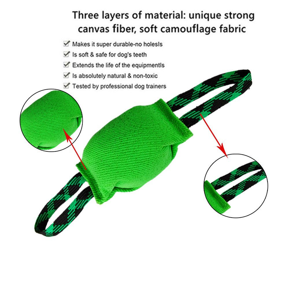 Yellow Durable Dog Tug Toy with 2 Handles - Interactive Bite Pillow for Training & Tug of War 3