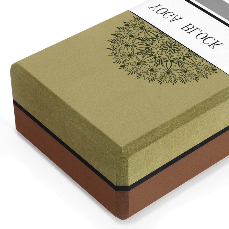 Olive Green/Brown High-Density EVA Foam Yoga Block for Support & Stability - Lightweight Non-Slip Brick for Yoga, Pilates & Stretching 3