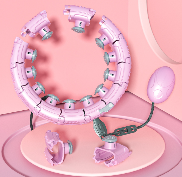 Rose Red 24 Sections Adjustable Smart Hula Hoop with Weighted Ball - Never-Fall Fitness Ring with Massage Nodes for Core Training 3