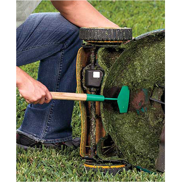 Heavy-Duty Lawn Mower Deck Scraper - Long Handle Garden Tool Cleaner for Blades & Yard Equipment